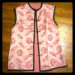 100% silk vintage bubblegum pink Chinese vest